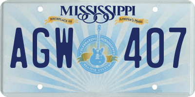 MS license plate AGW407