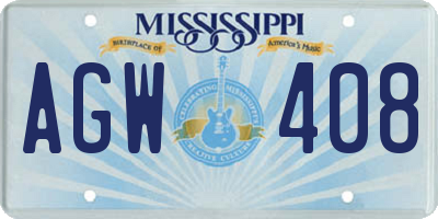 MS license plate AGW408