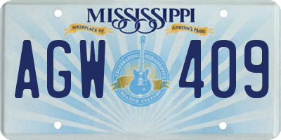 MS license plate AGW409