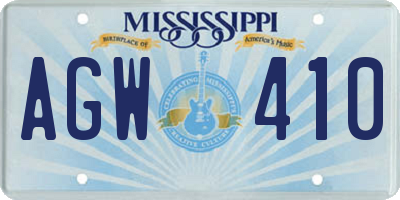 MS license plate AGW410