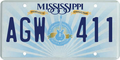 MS license plate AGW411