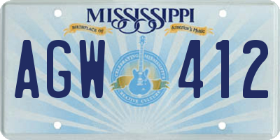 MS license plate AGW412