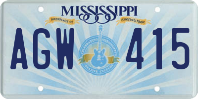 MS license plate AGW415