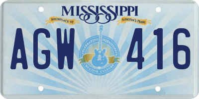 MS license plate AGW416