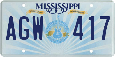 MS license plate AGW417