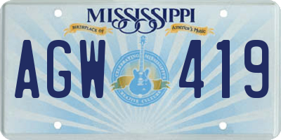 MS license plate AGW419