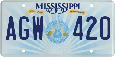 MS license plate AGW420