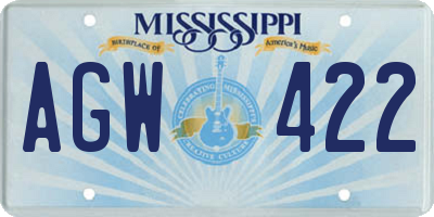 MS license plate AGW422