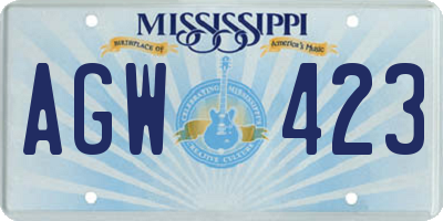 MS license plate AGW423