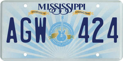MS license plate AGW424