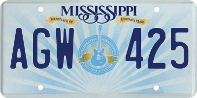 MS license plate AGW425