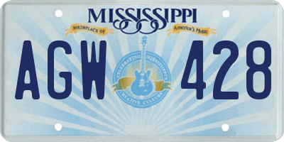MS license plate AGW428