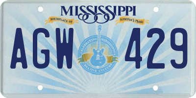 MS license plate AGW429