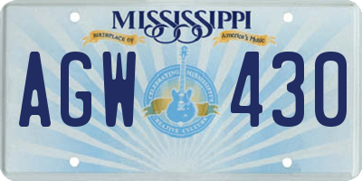 MS license plate AGW430