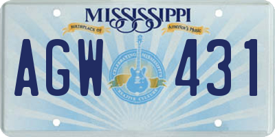 MS license plate AGW431