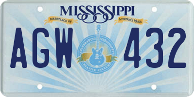MS license plate AGW432