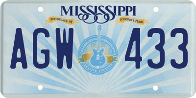 MS license plate AGW433