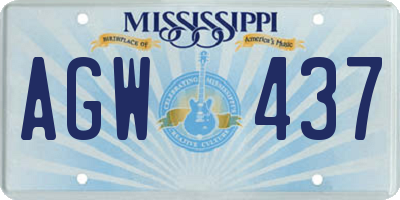 MS license plate AGW437