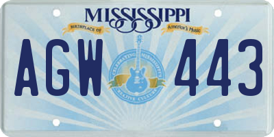 MS license plate AGW443