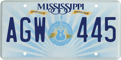 MS license plate AGW445