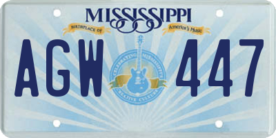 MS license plate AGW447
