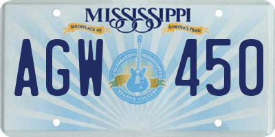 MS license plate AGW450