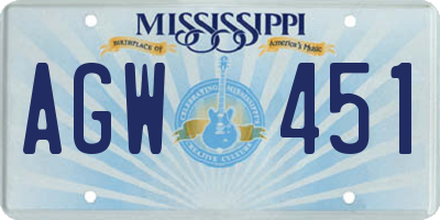 MS license plate AGW451
