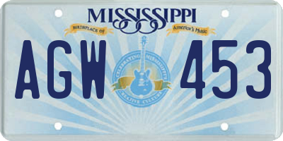MS license plate AGW453