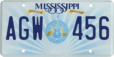 MS license plate AGW456