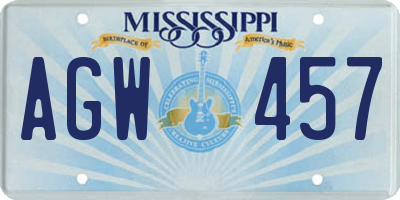 MS license plate AGW457
