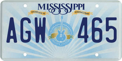 MS license plate AGW465