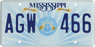 MS license plate AGW466
