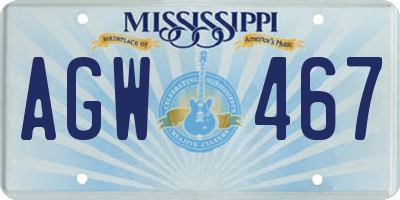 MS license plate AGW467