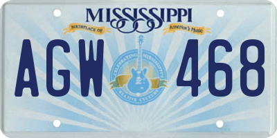 MS license plate AGW468