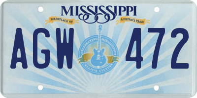 MS license plate AGW472