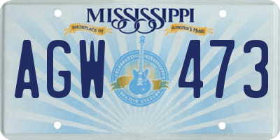 MS license plate AGW473