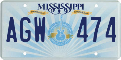 MS license plate AGW474