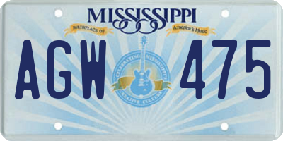 MS license plate AGW475
