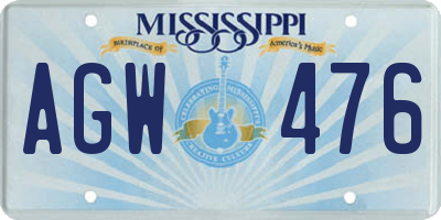 MS license plate AGW476