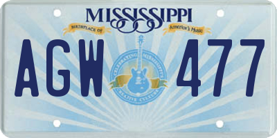 MS license plate AGW477
