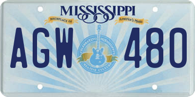 MS license plate AGW480