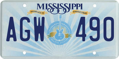 MS license plate AGW490