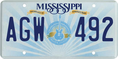 MS license plate AGW492