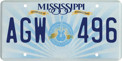 MS license plate AGW496