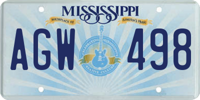 MS license plate AGW498