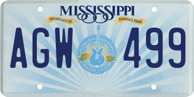 MS license plate AGW499
