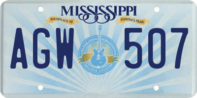 MS license plate AGW507