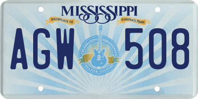 MS license plate AGW508