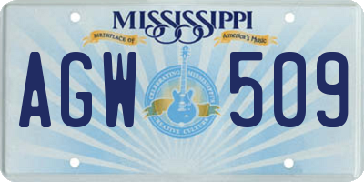 MS license plate AGW509