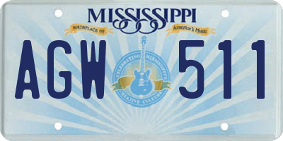 MS license plate AGW511